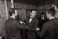Black and white photo of groom and groomsmen