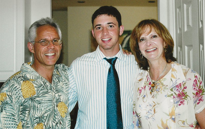 Elliot, Justin and Linda Sheftel on the day Justin graduated.