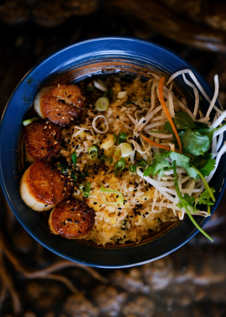 Sesame scallops at Little Orchids Kitchen & Bar