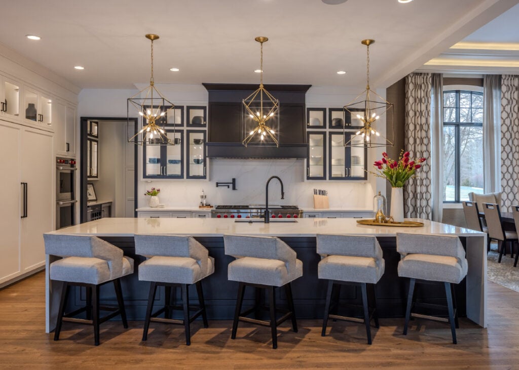 Black and white kitchen in an Upper Saucon house