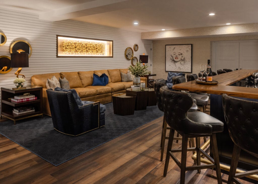 The cozy basement bar of an Upper Saucon house